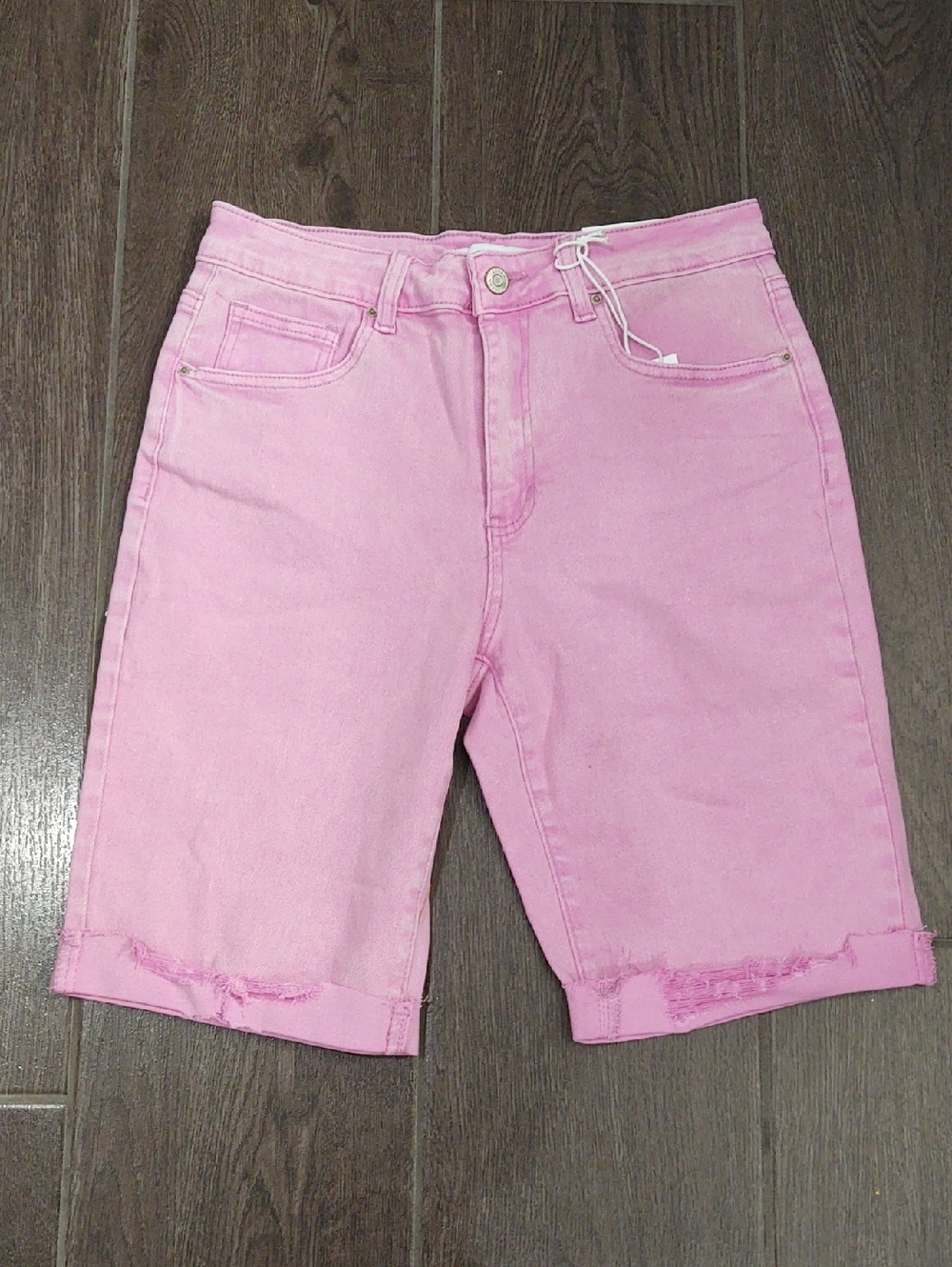 Zenana Women’s Pink Denim Bermuda Shorts size M